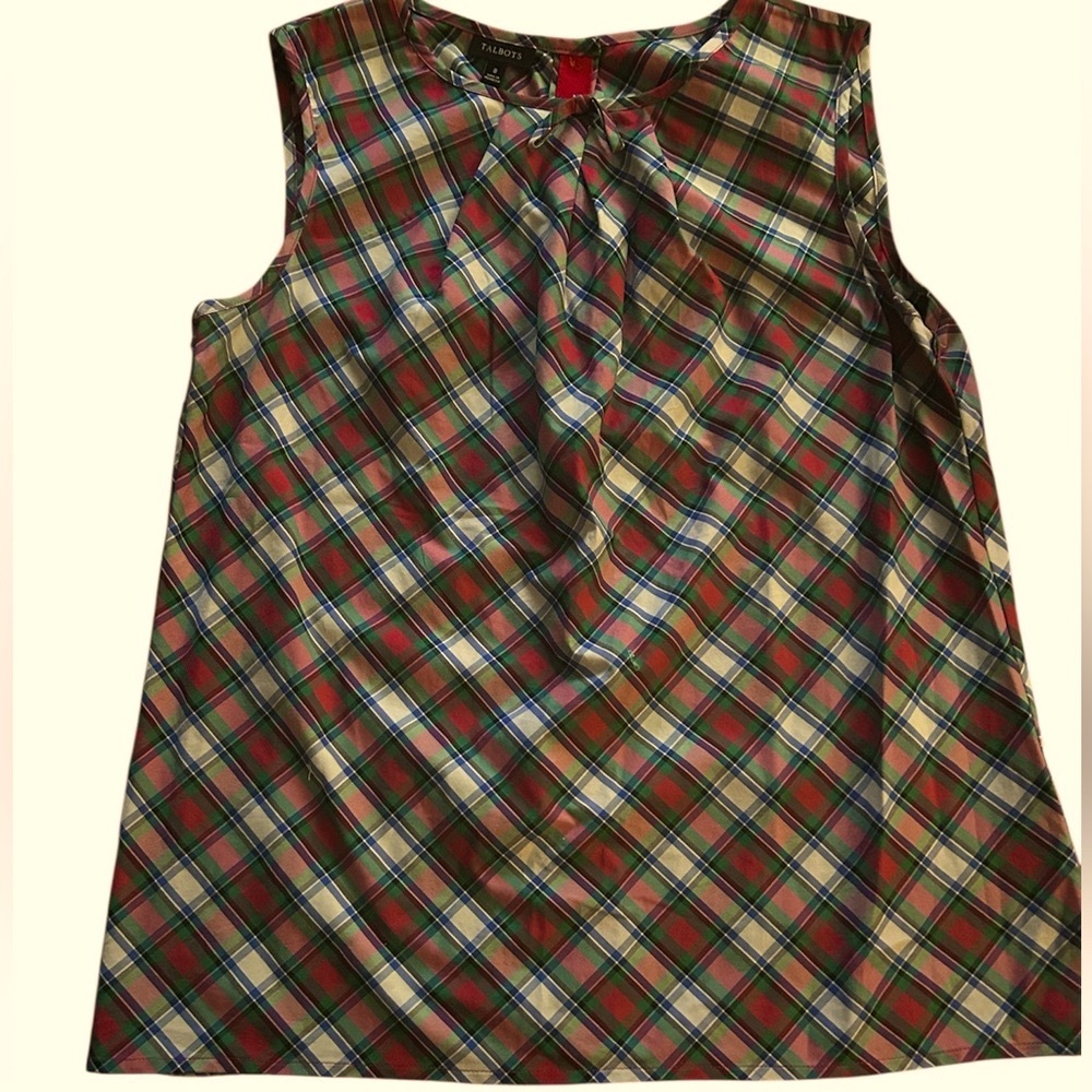 Talbots Plaid Sleeveless Cotton Top NWOT
